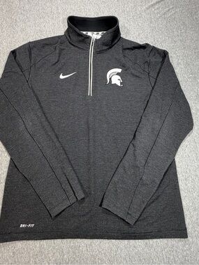 Michigan State Spartans Nike Dri Fit 1/4 Zip Pullover Gray Mens Large NCAA